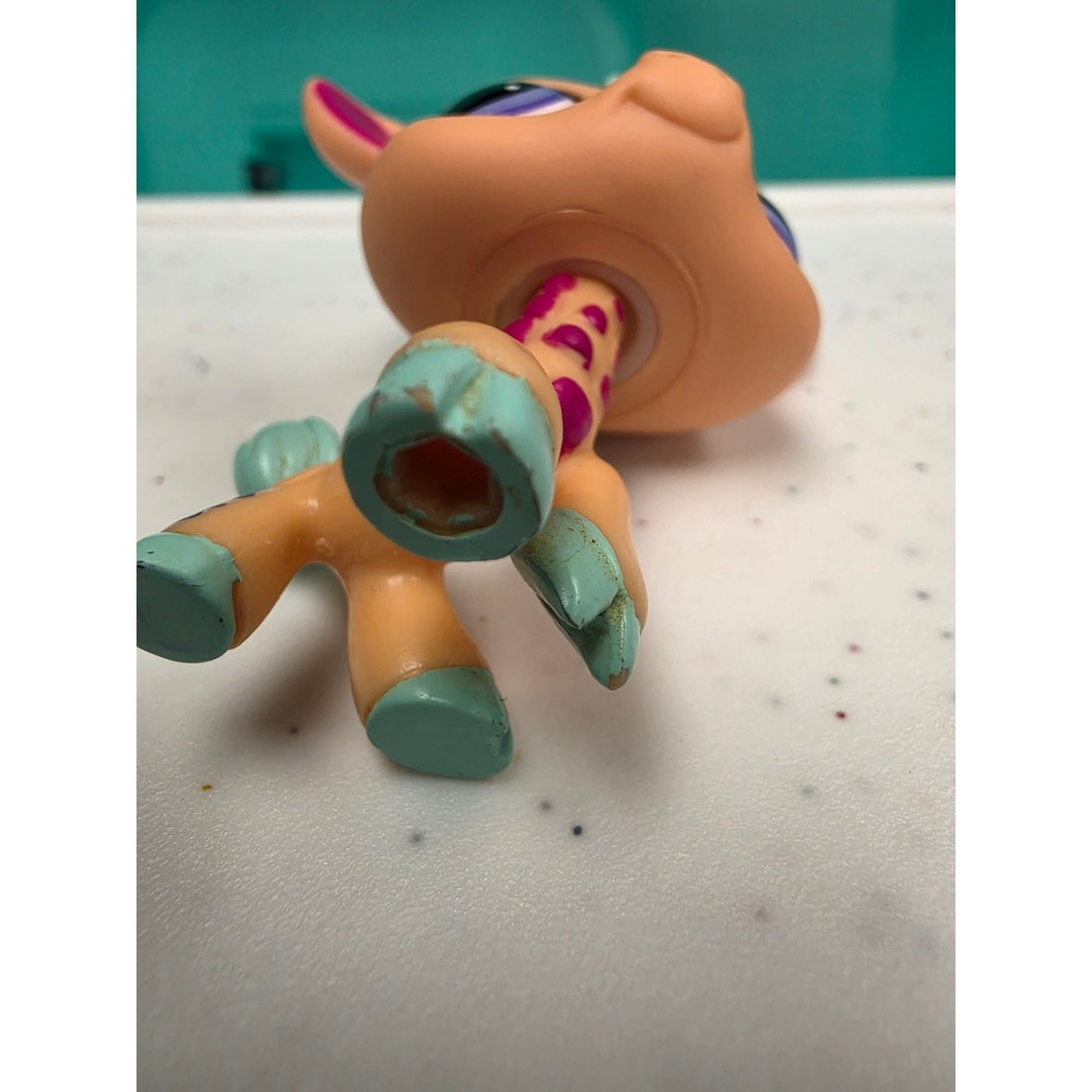 LPS Littlest Pet Shop Giraffe #2303 Teal and Pink Collectable Figure Pet - Picture 8 of 15